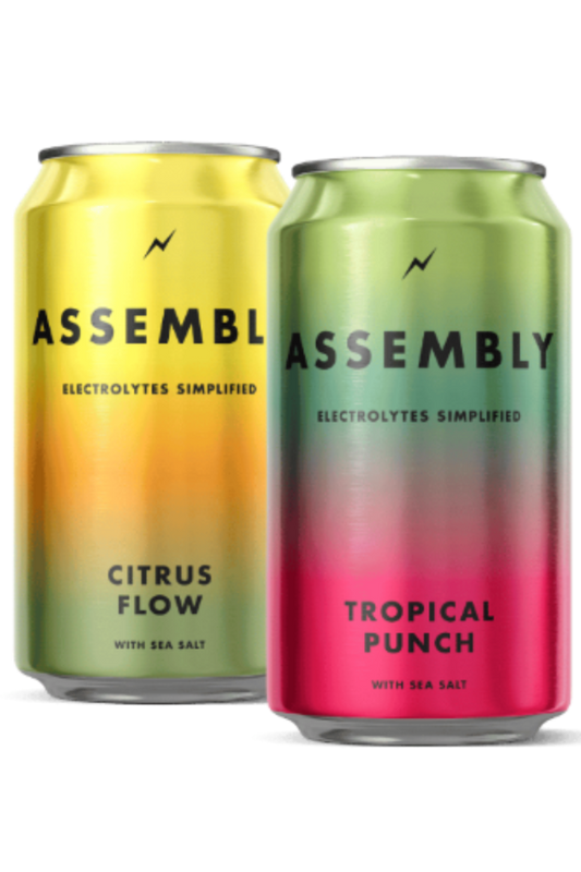 Go Brewing Packaged Beer 12-pack 12 oz cans Assembly Electrolyte Water Citrus & Tropical