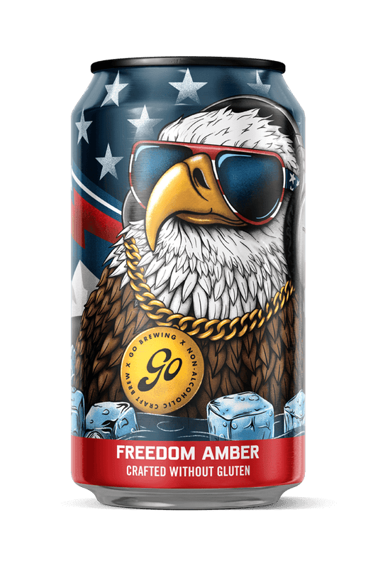 Go Brewing Packaged Beer Freedom Amber No Gluten + Adaptogens