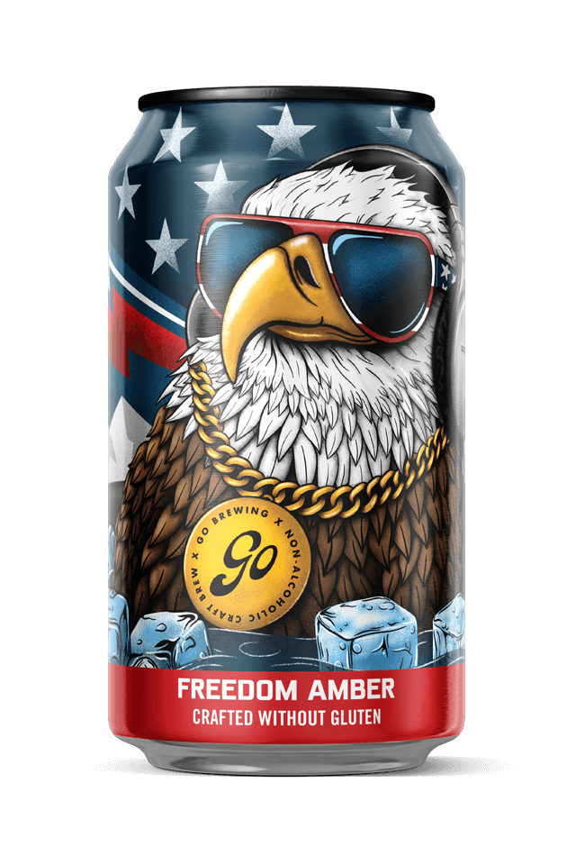 Go Brewing Packaged Beer Freedom Amber No Gluten + Adaptogens