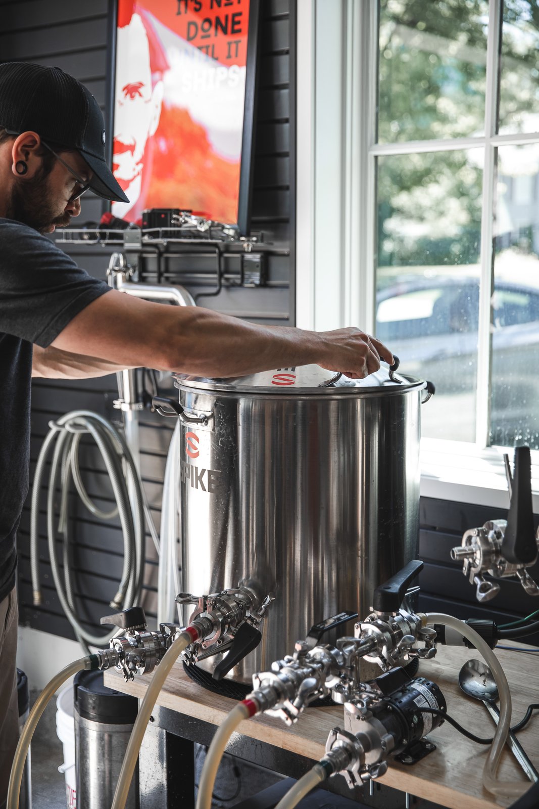 Lidding the first pilot kettle, 2022